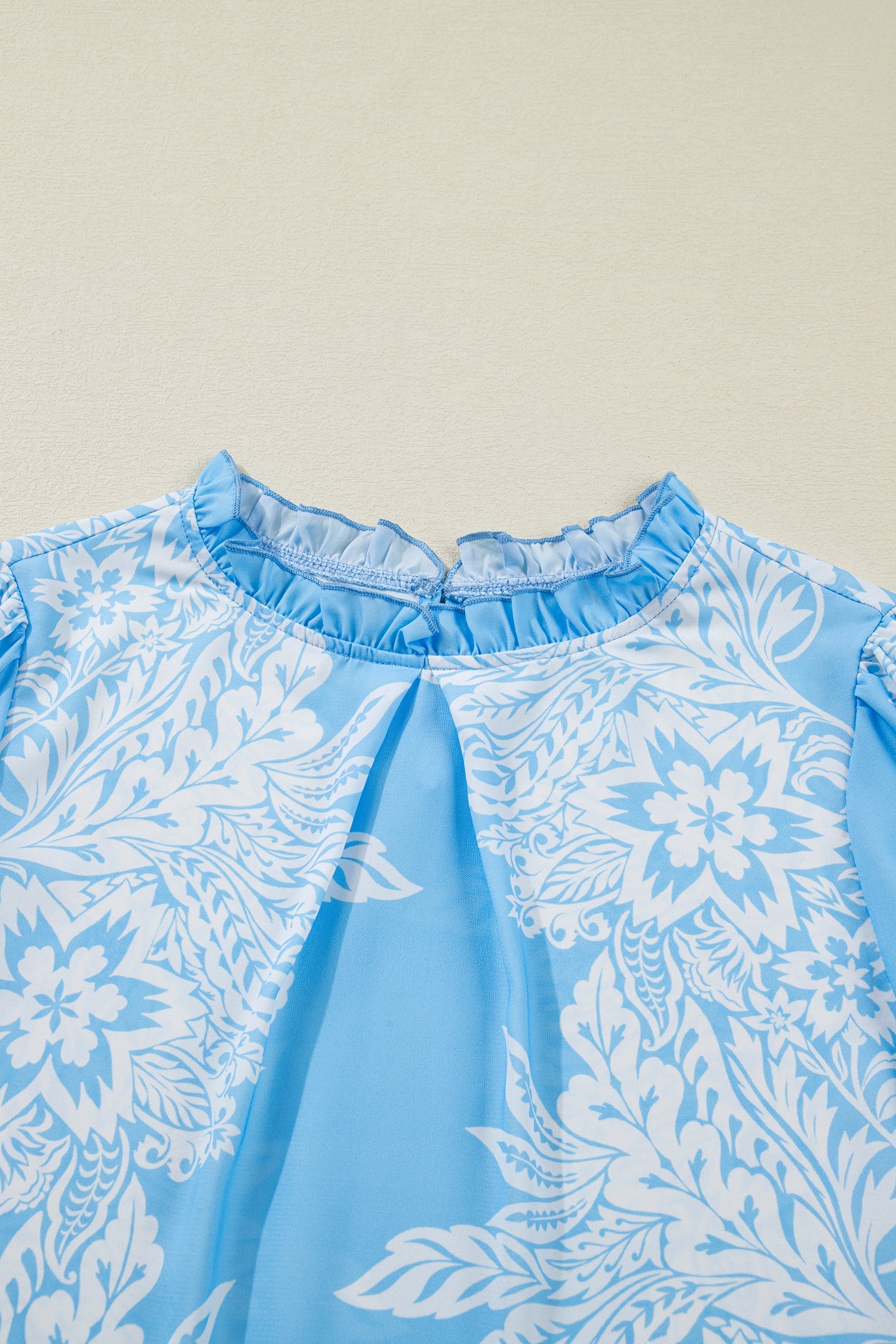 Floral Ruffle Collar Puff Long Sleeve Blouse