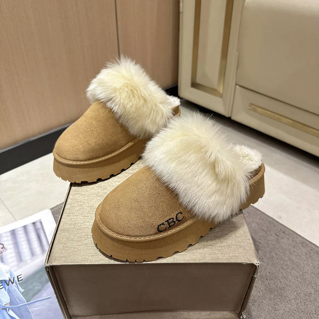 Furry Platform Slippers