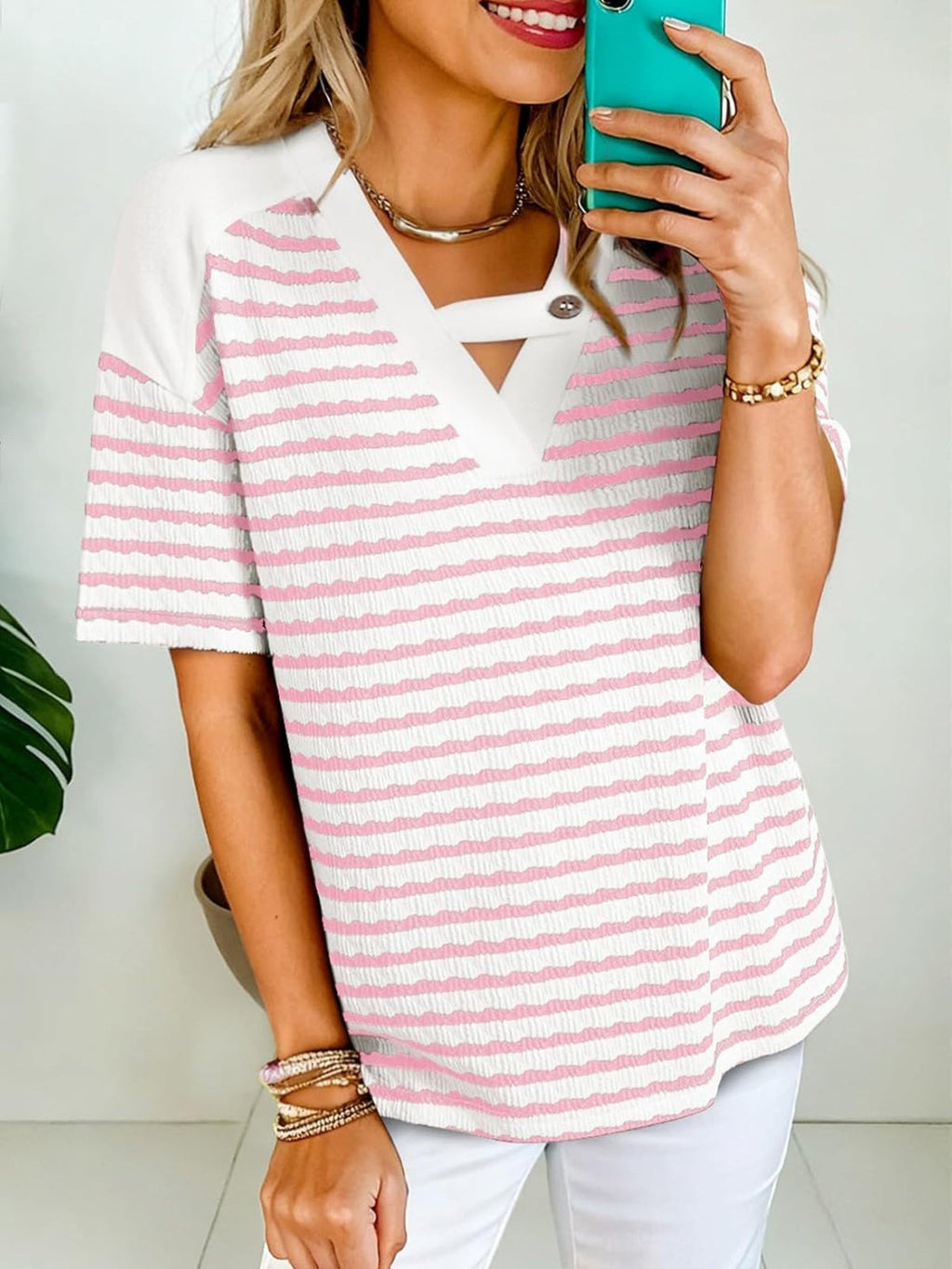 Striped Short Sleeve Casual T-Shirt