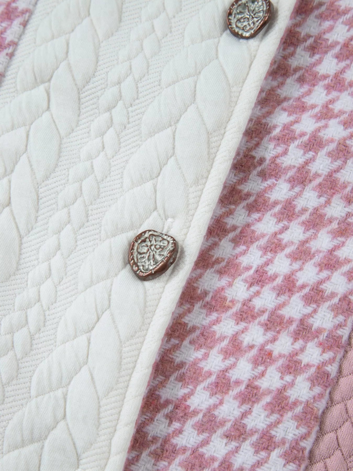 Button Down  Houndstooth Color Block Shacket