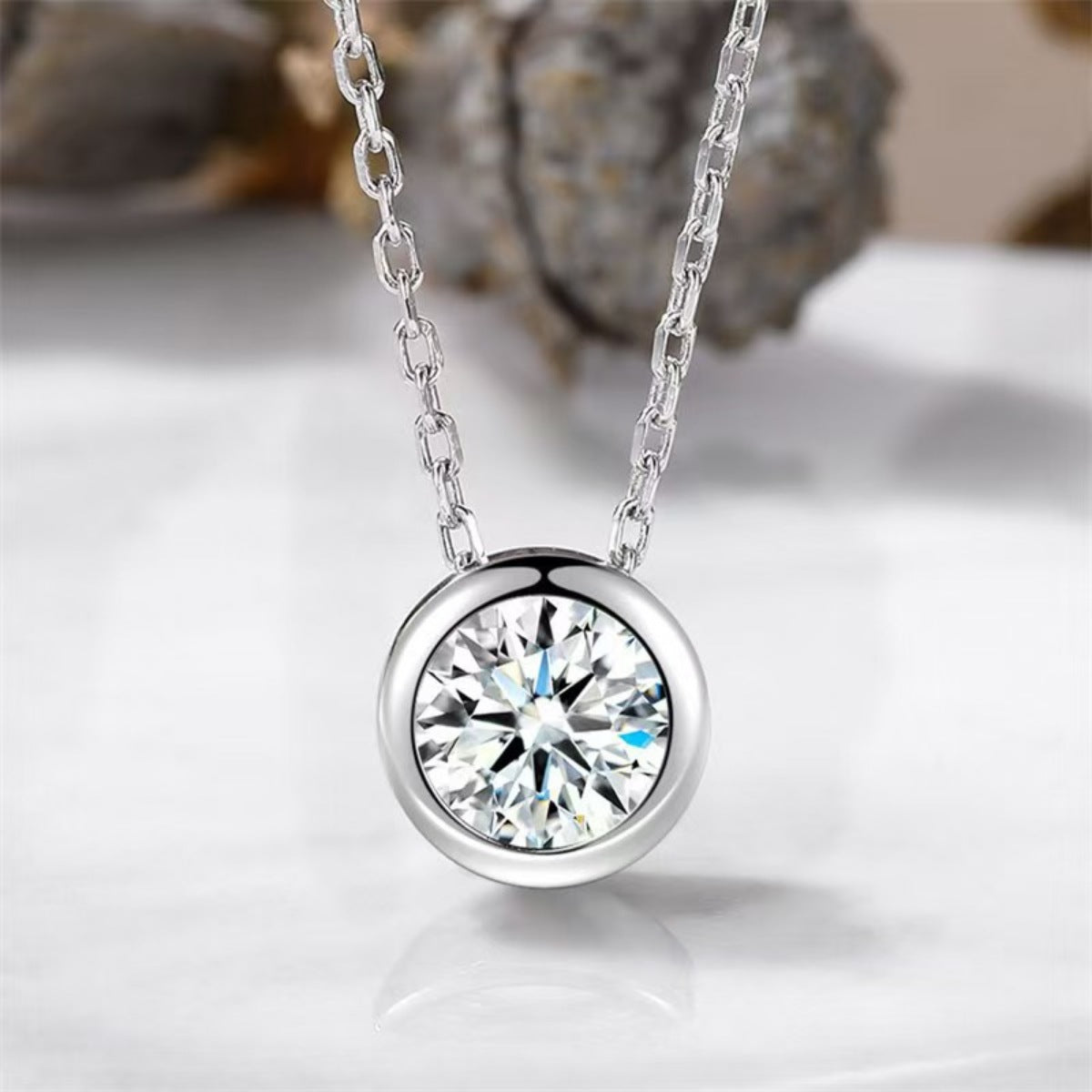 1 Carat Moissanite 925 Sterling Silver Pendant Necklace