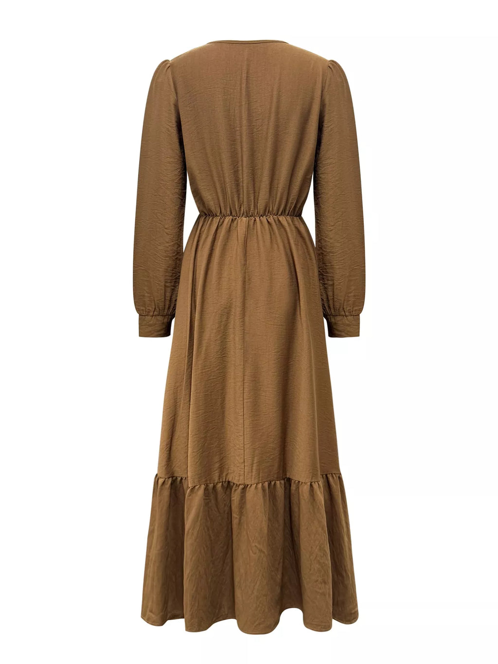 V-Neck Long Sleeve Ruffle Hem Dress
