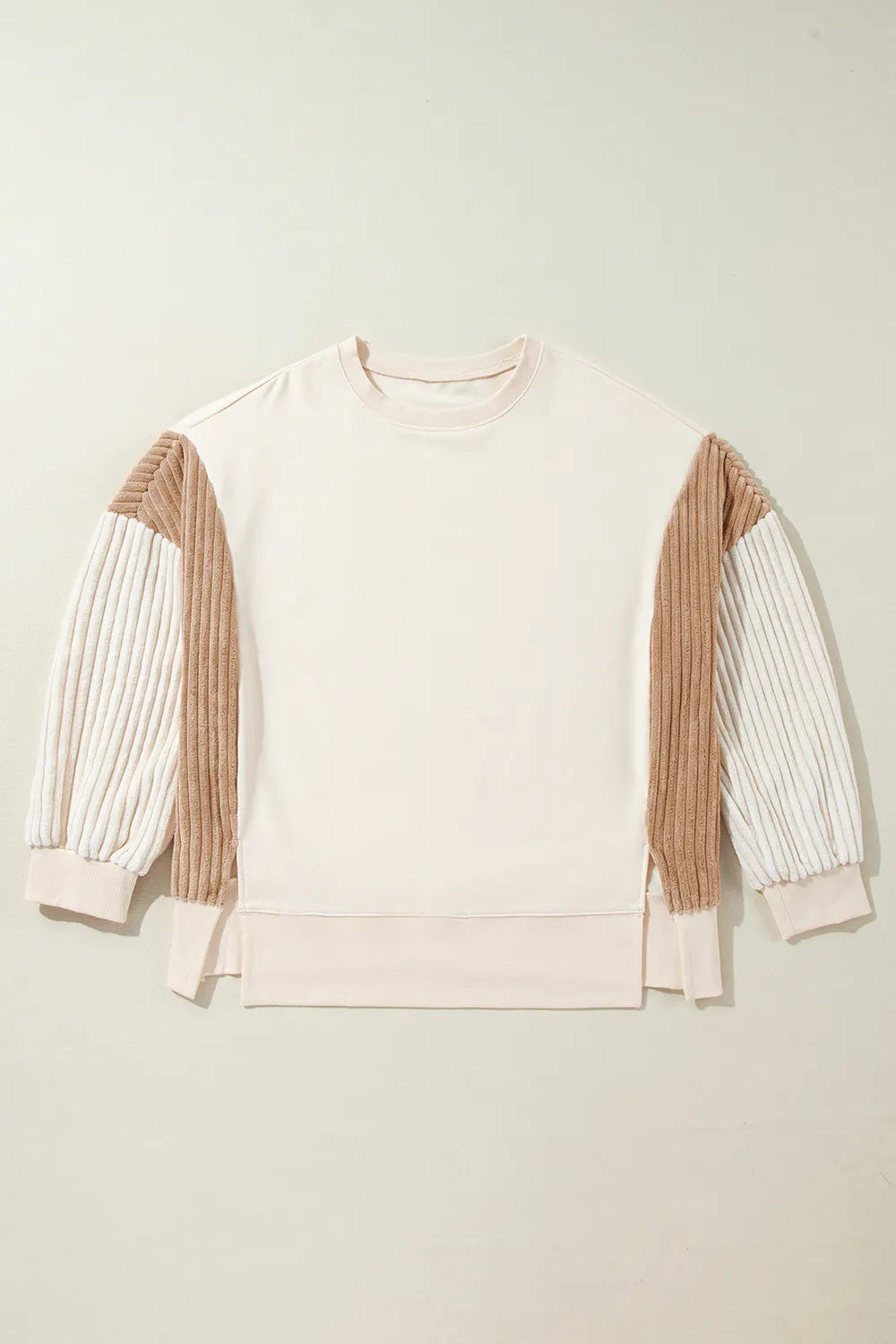 Slit Color Block Long Sleeve Sweatshirt