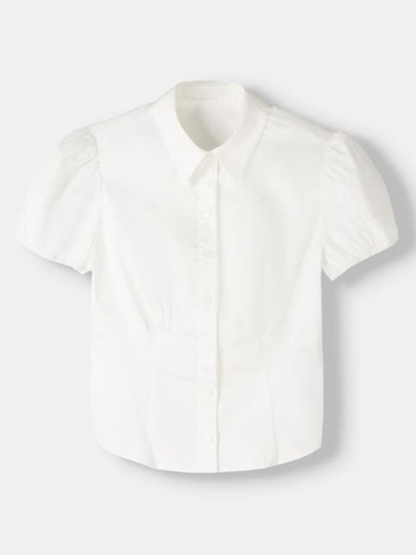 Striped Puff Sleeve Fitted Shirt