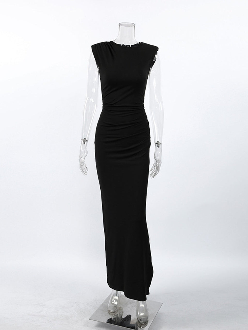 Slit Sleeveless Round Neck Maxi Dress
