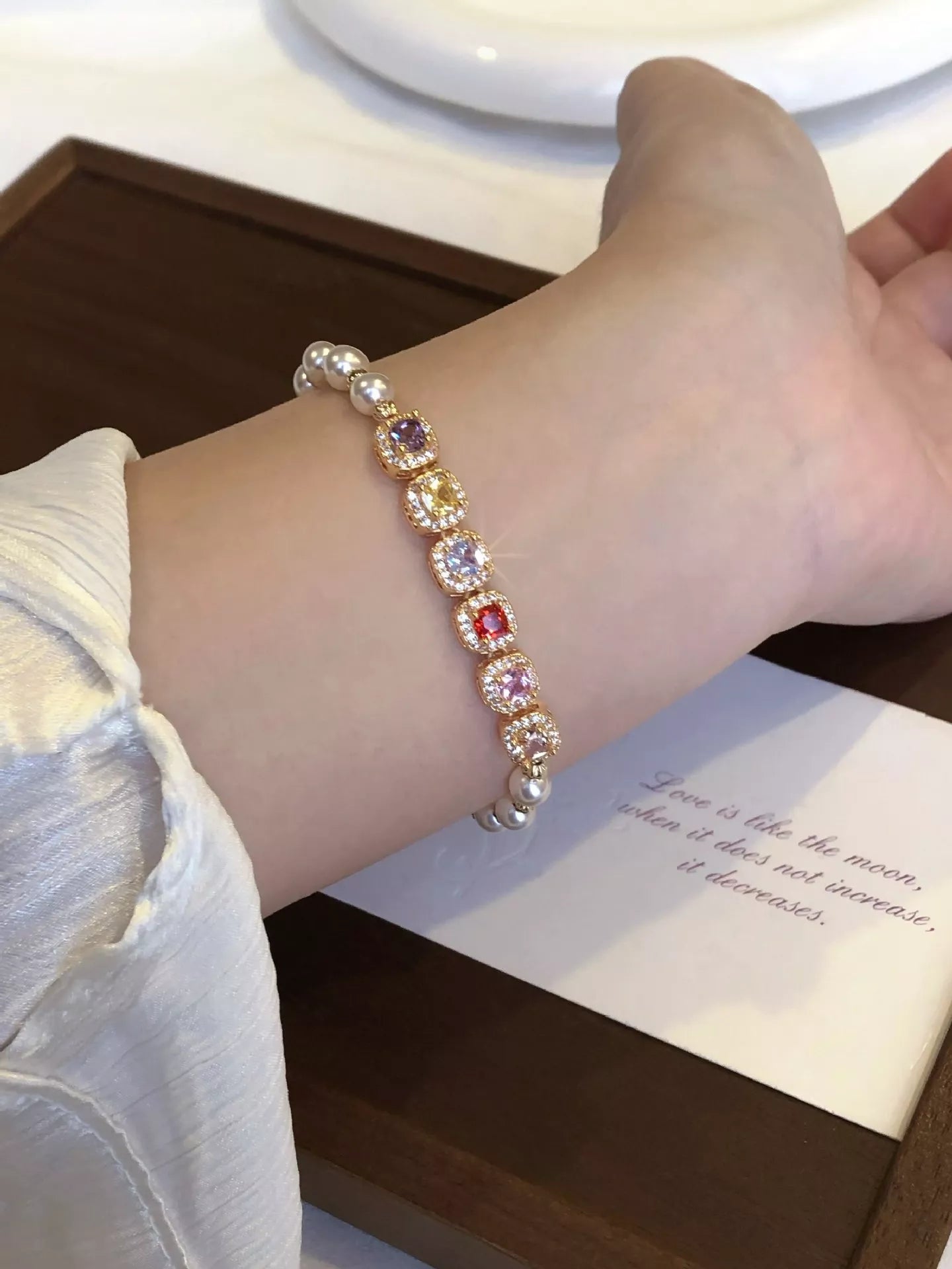 Pearl & Zircon Adjustable Bracelet