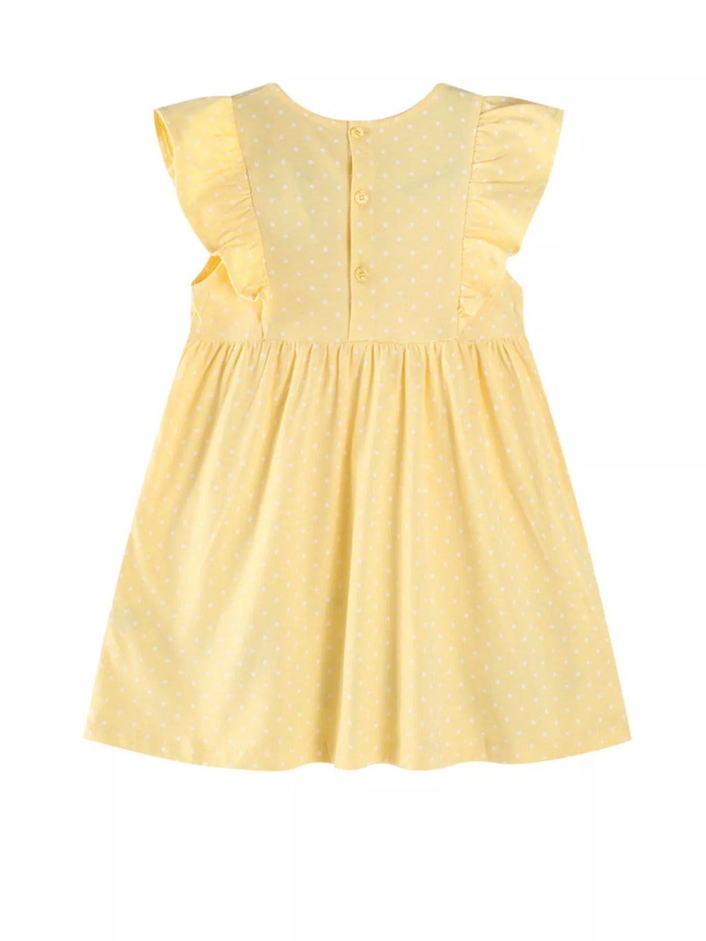 Children's Floral Bunny Embroidered Polka Dot Dress