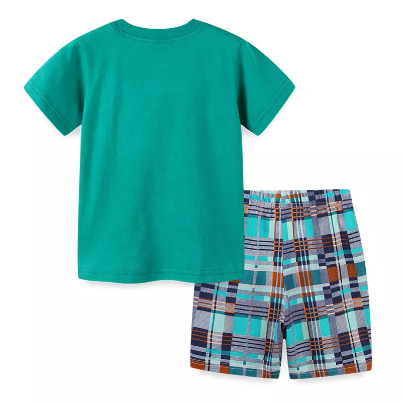 Children's Whale Print Tee and Plaid Shorts Set