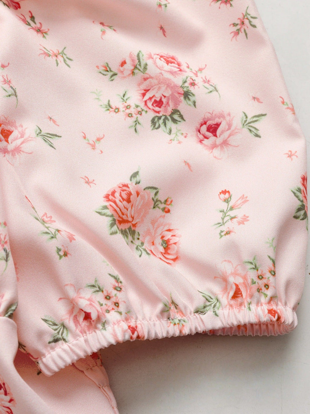Floral Print Tie Front Puff Sleeve Blouse