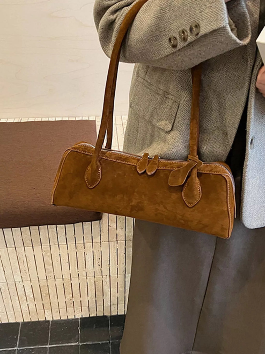 Solid Color Shoulder Bag