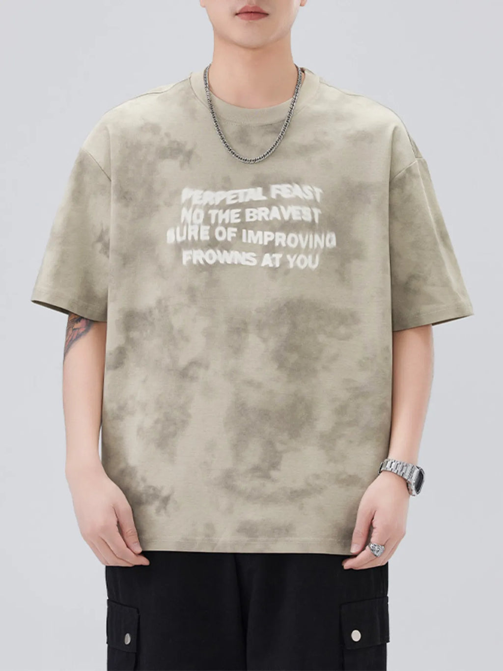 Men's Plus Size Letter Round Neck Short Sleeve T-Shirt