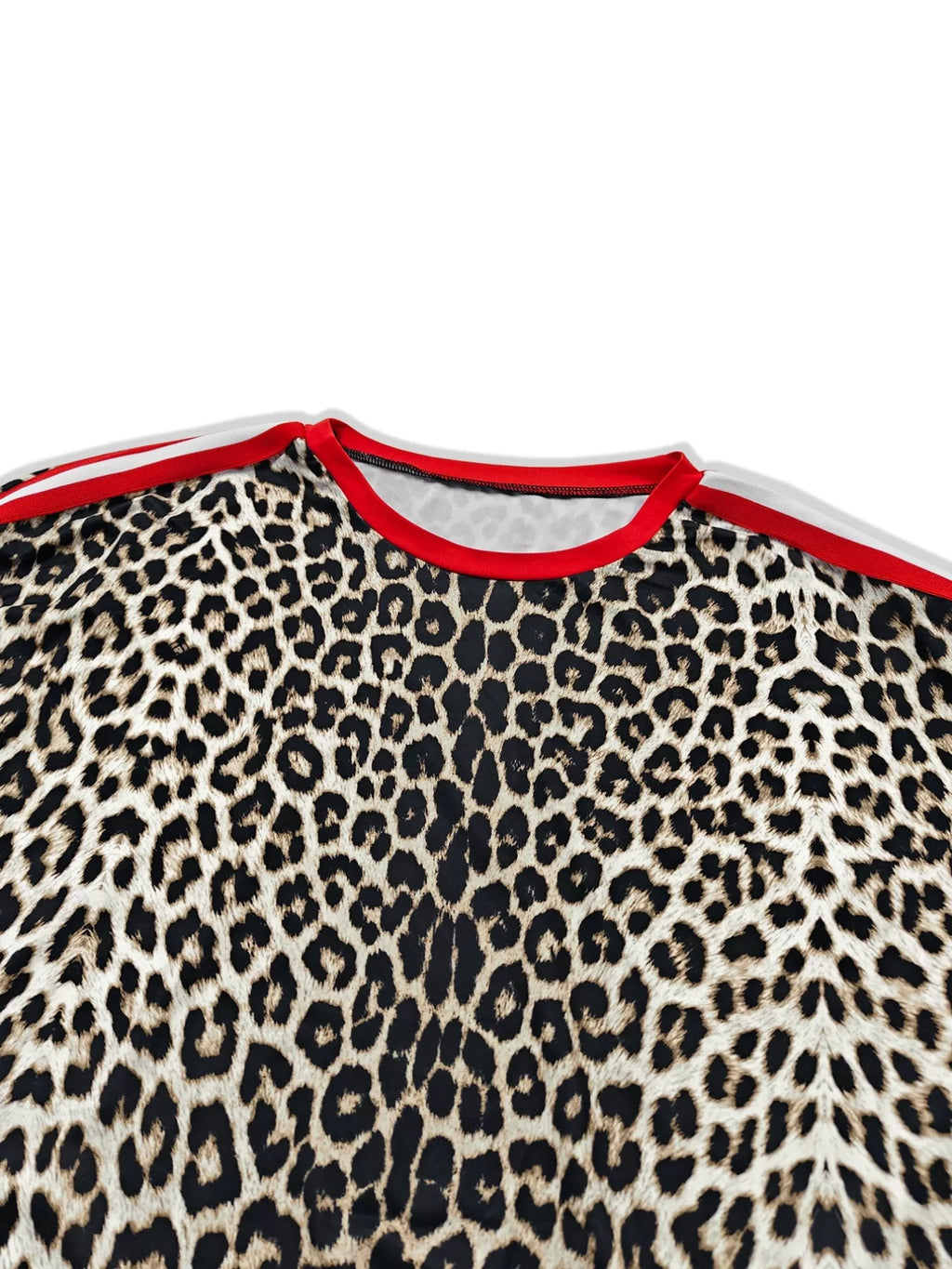 Leopard Round Neck Top and Pants Two-Piece Set