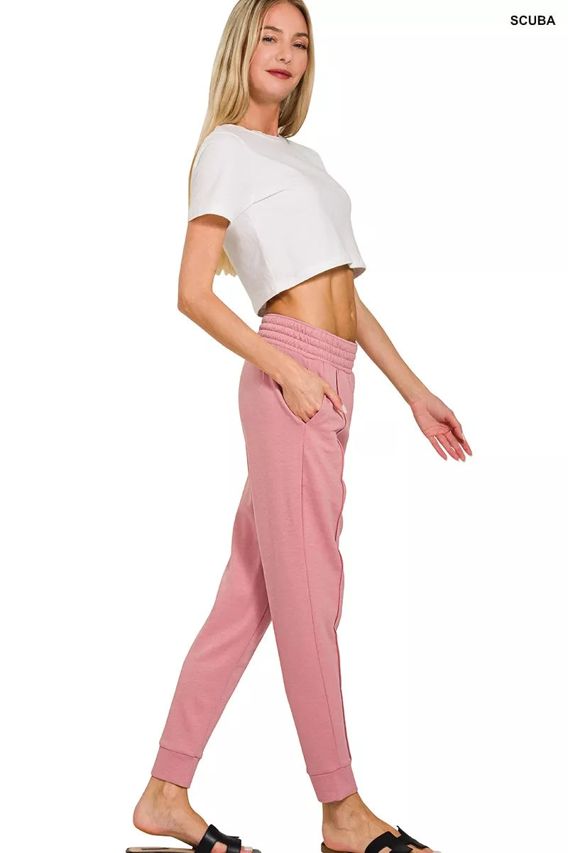 Zenana Scuba Half Zip Pullover and Jogger Set