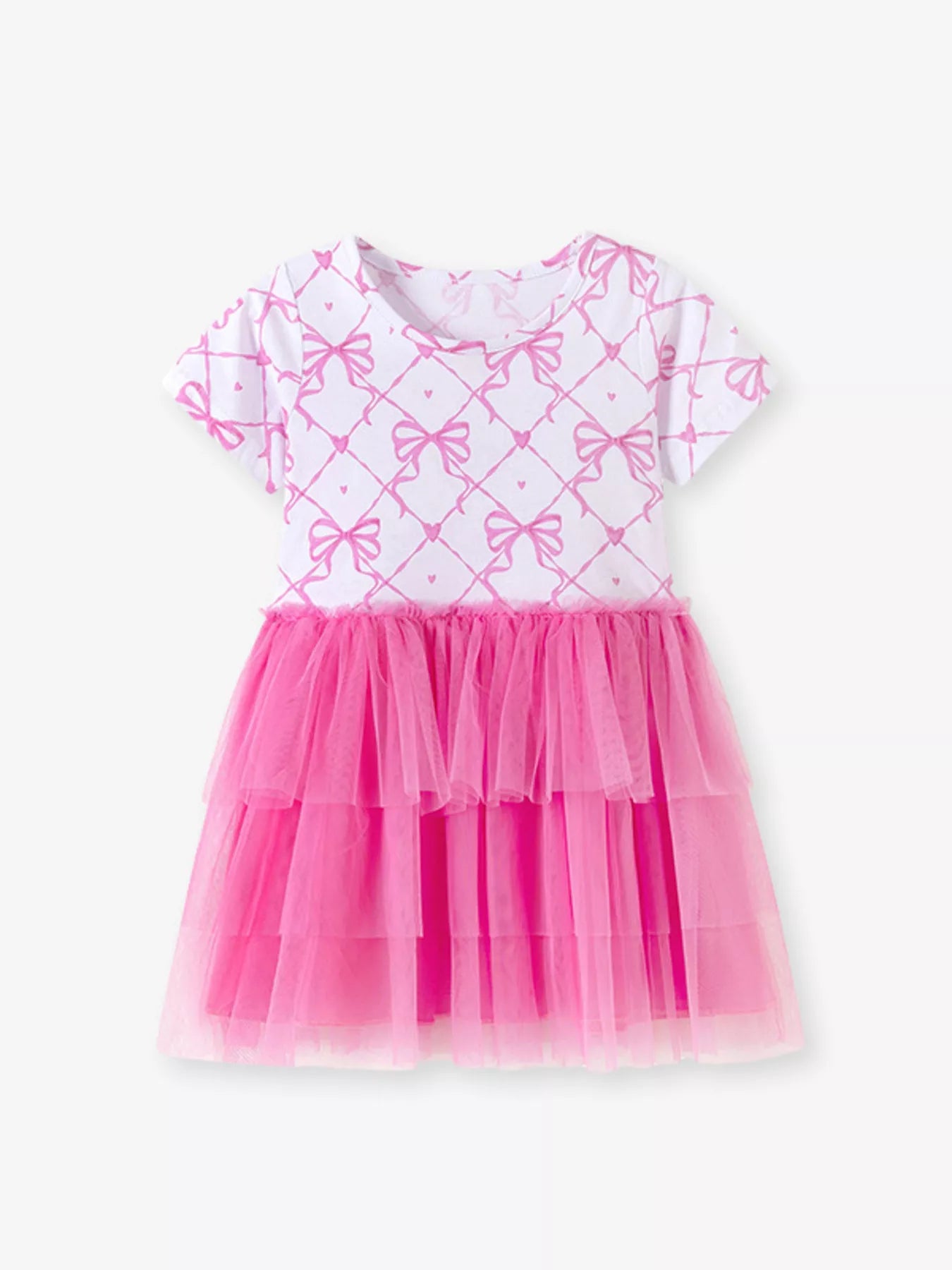 Children's Bowknot Pattern Tulle Layered Dress