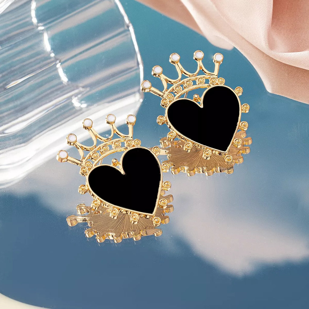 Crown Heart Stud Earrings