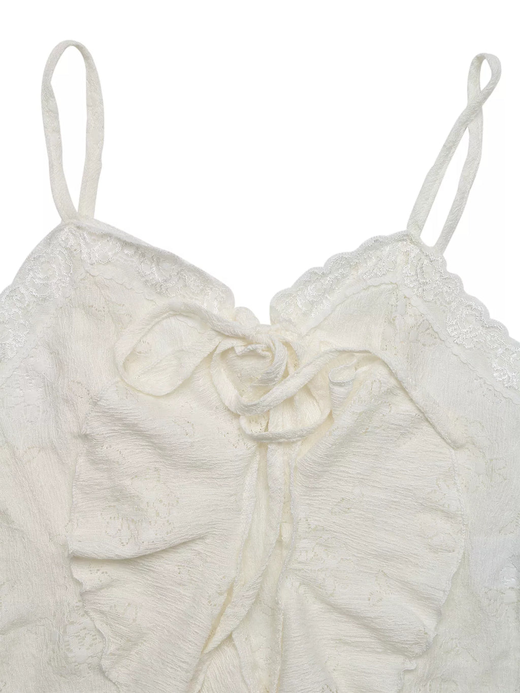 Lace Tie-Front Ruffle Hem Cami