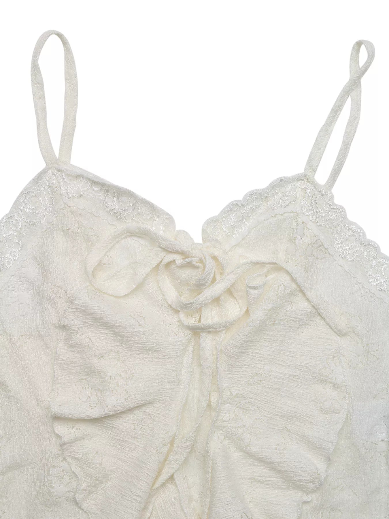 Lace Tie-Front Ruffle Hem Cami