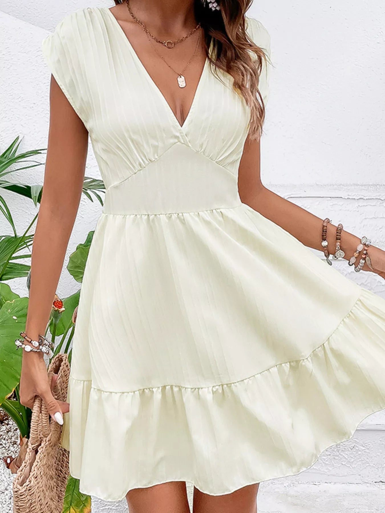 Tiered Cap Sleeve Mini Dress