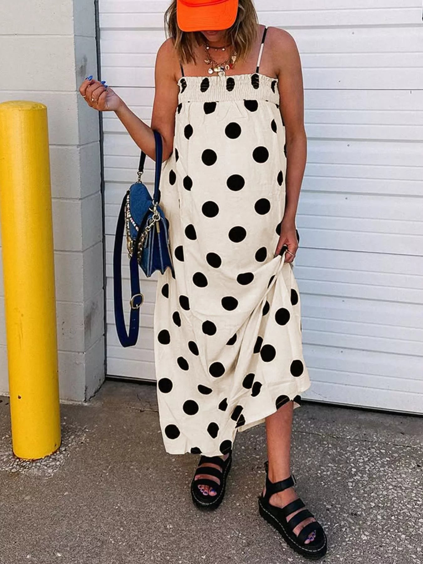 Polka Dot Spaghetti Strap Maxi Dress