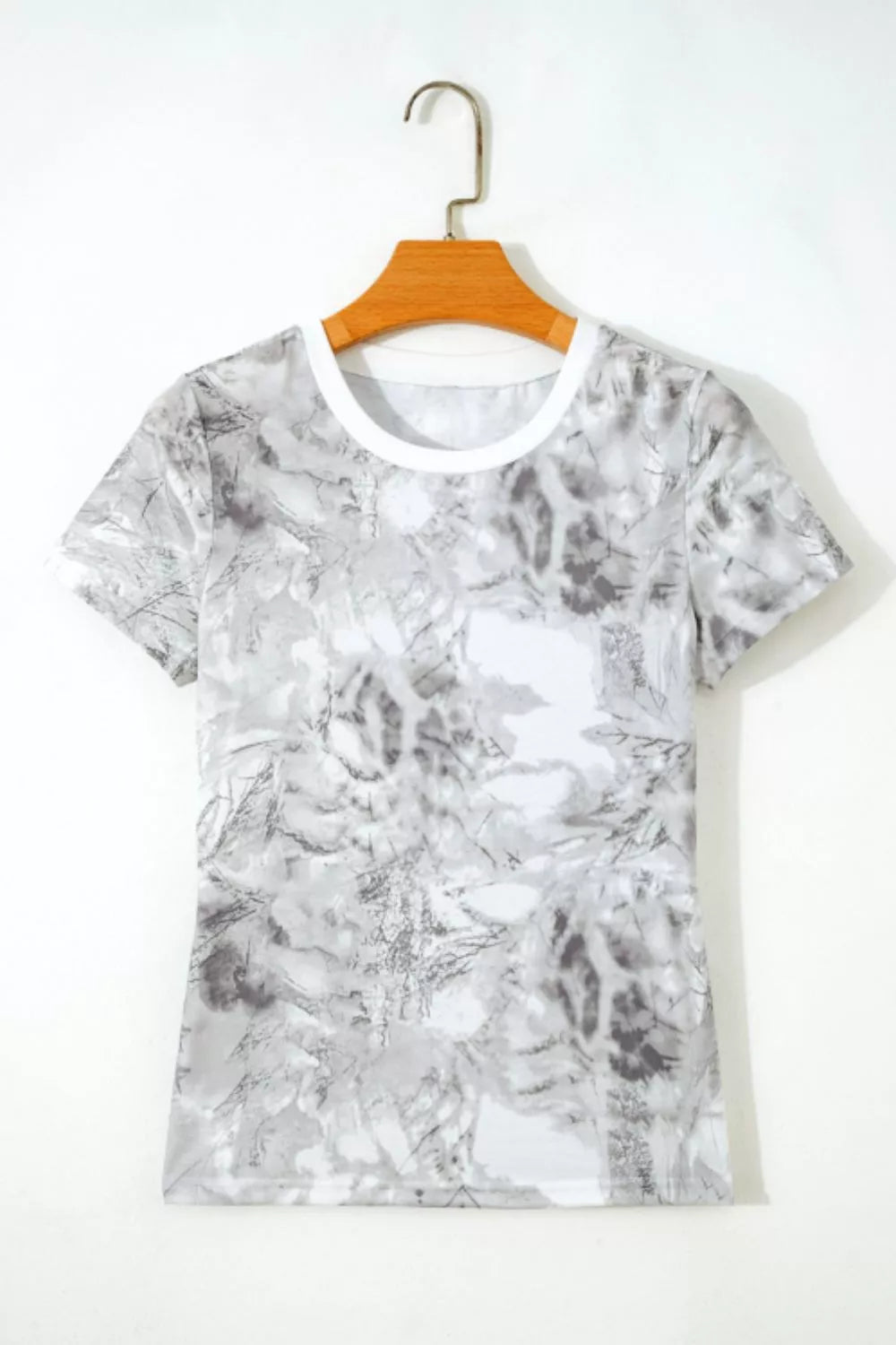 Abstract Woodland Print Slim Fitted T Shirt