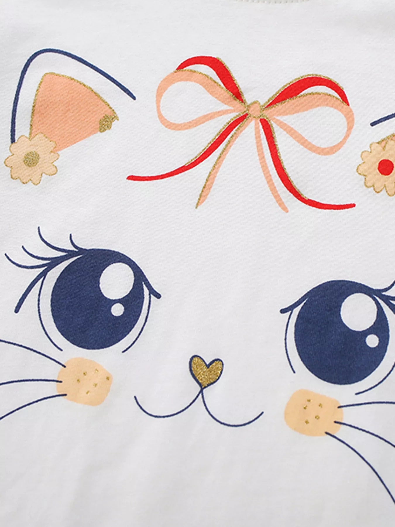 Children's Cat Graphic Tee & Floral Pants Set