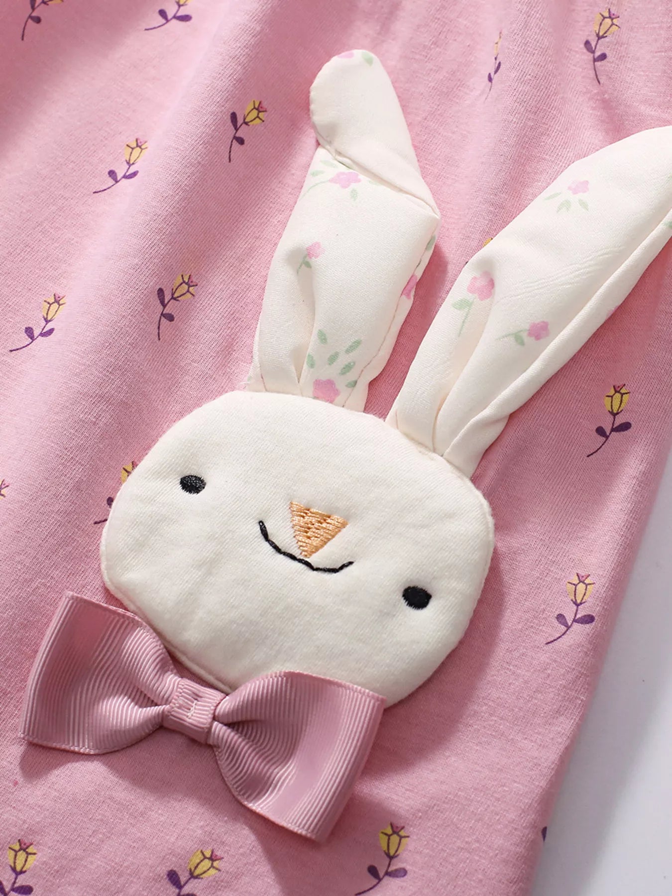 Children's Bunny Round Neck Short Sleeve Dress