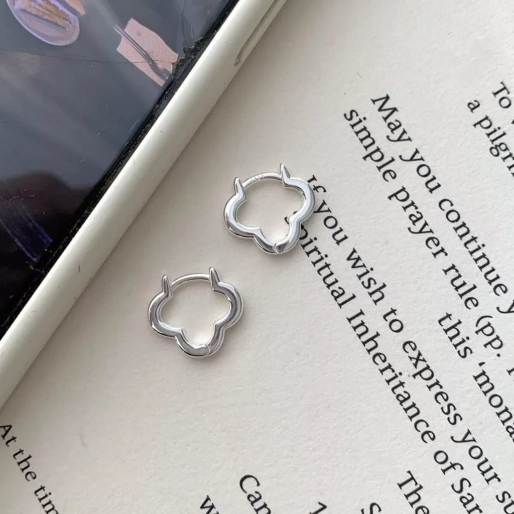925 Sterling Silver Four Leaf Clover Earrings