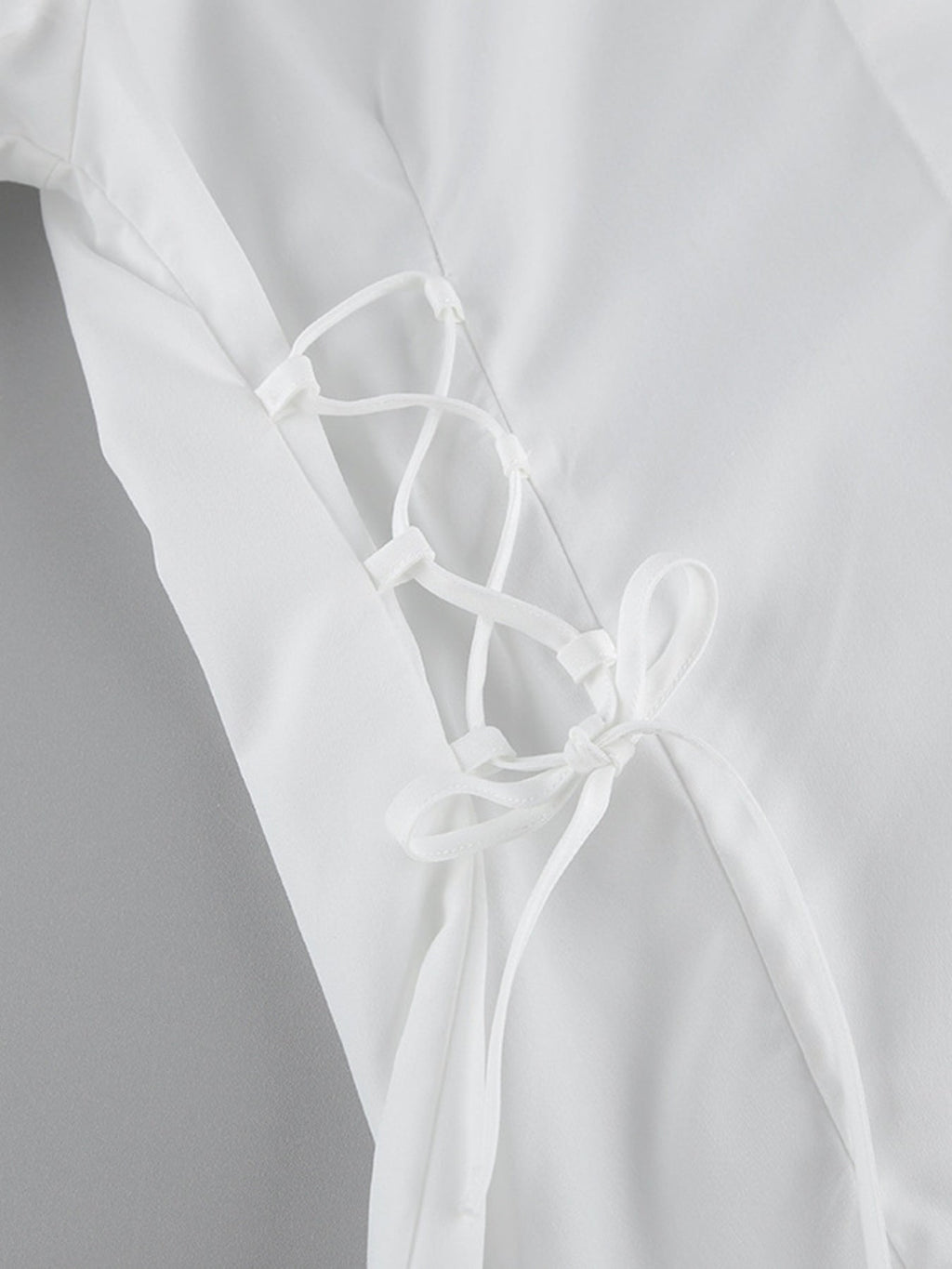 Side Lace Up Button Up Shirt