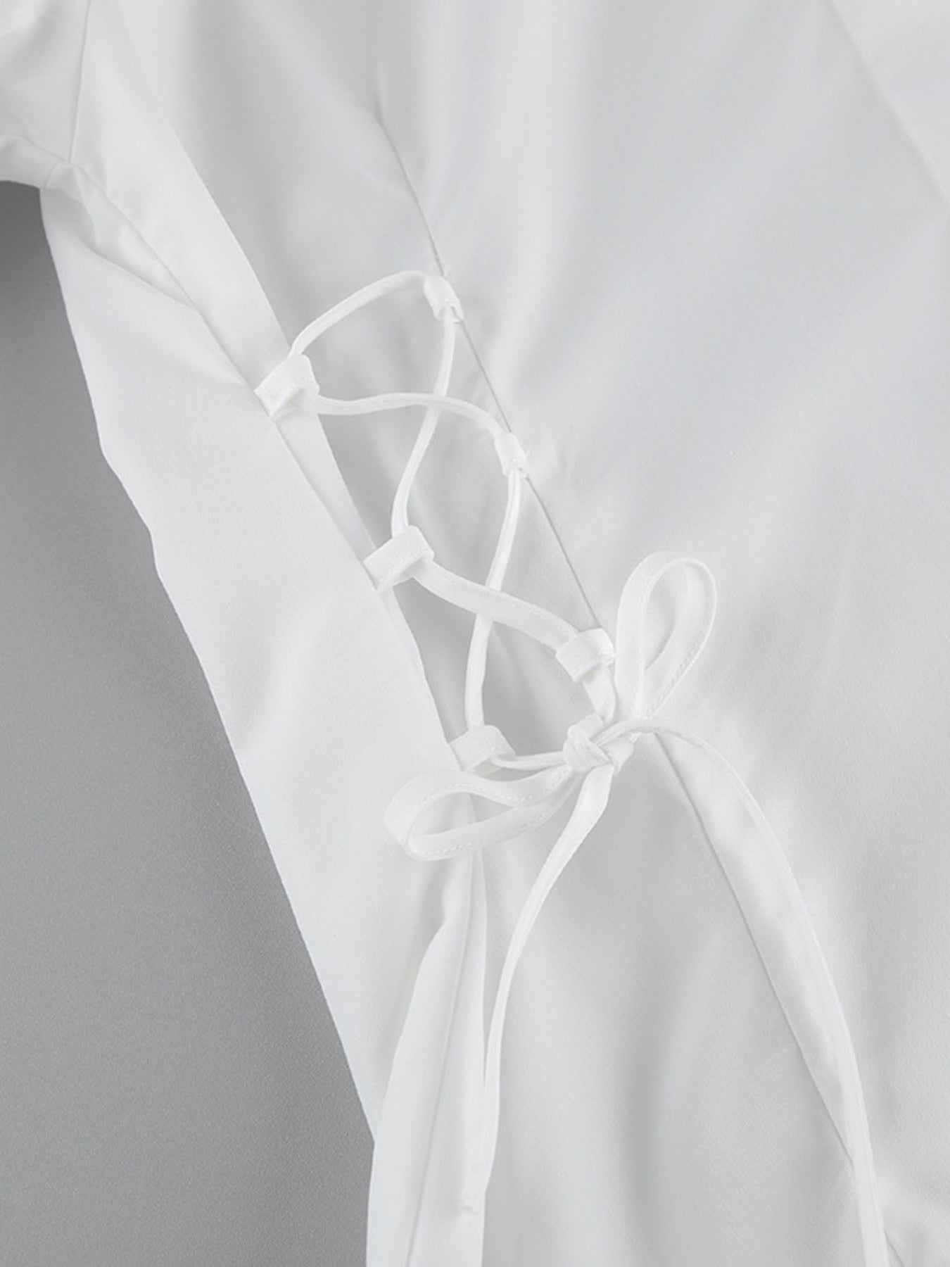 Side Lace Up Button Up Shirt