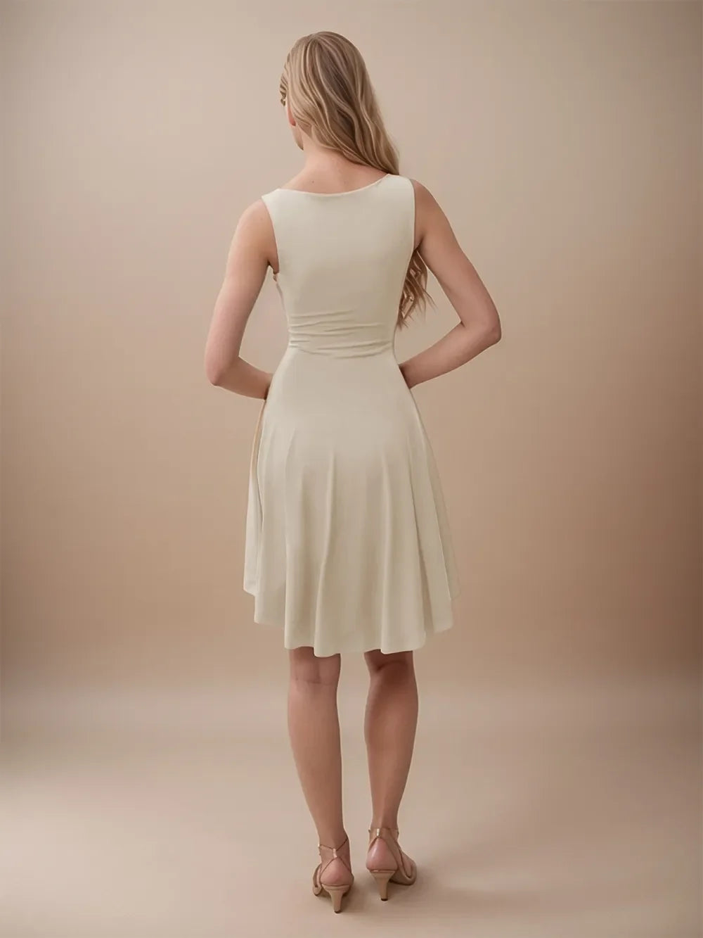 High-Low Round Neck Sleeveless Mini Dress