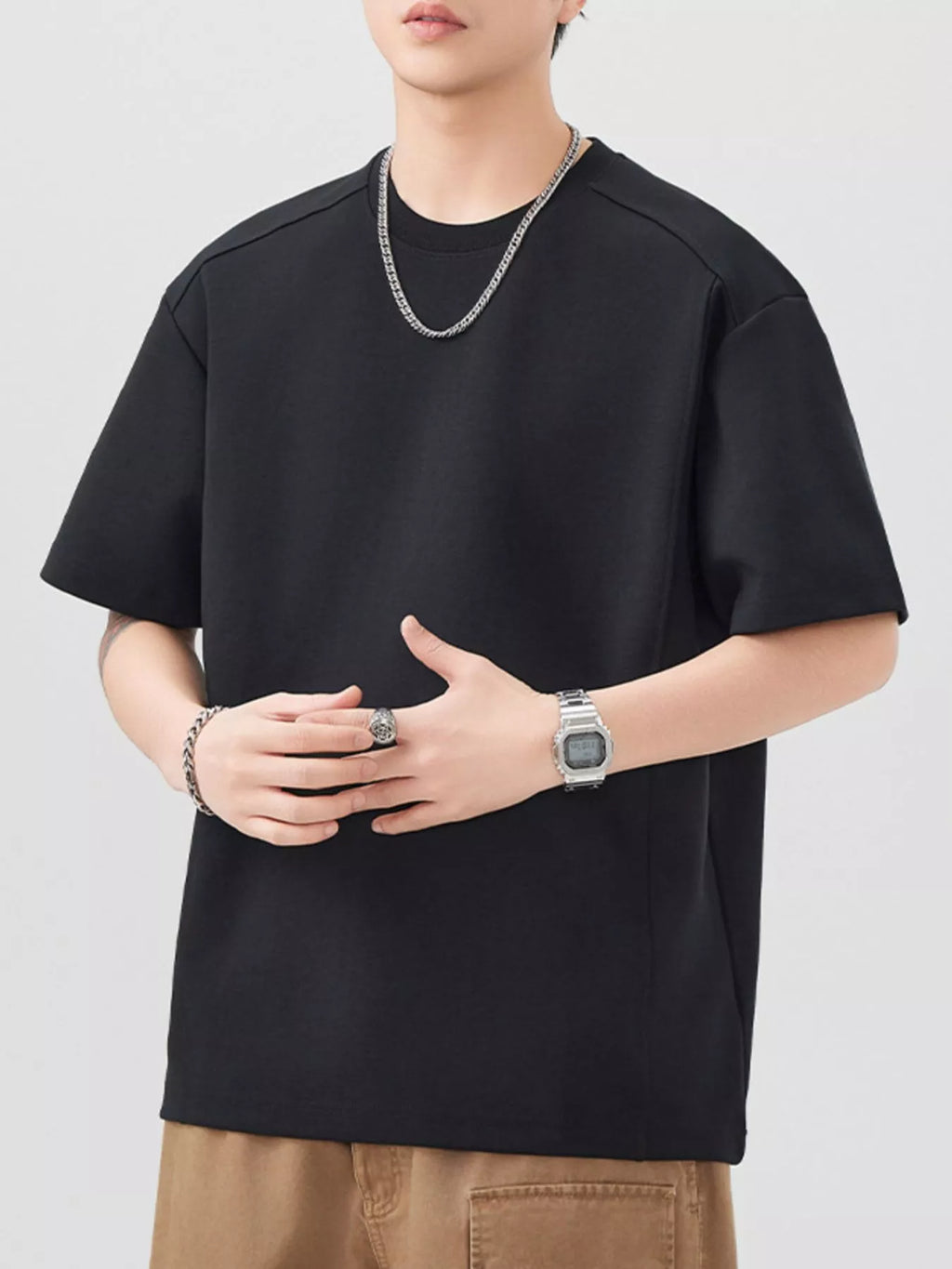 Men's Plus Size Solid Color Casual T-Shirt
