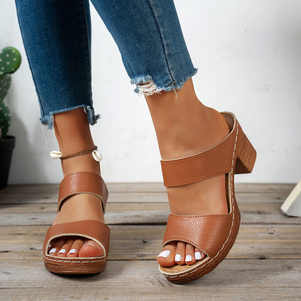 Open Toe Block Heels Sandals