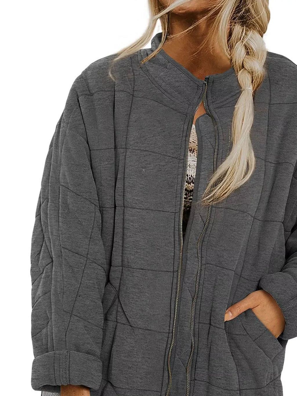 Quilted Zip Up Outerwear