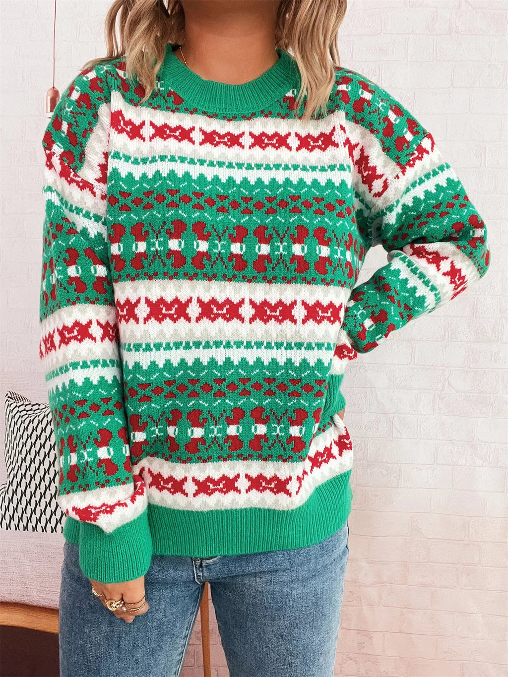 Round Neck Dropped Shoulder Sweater