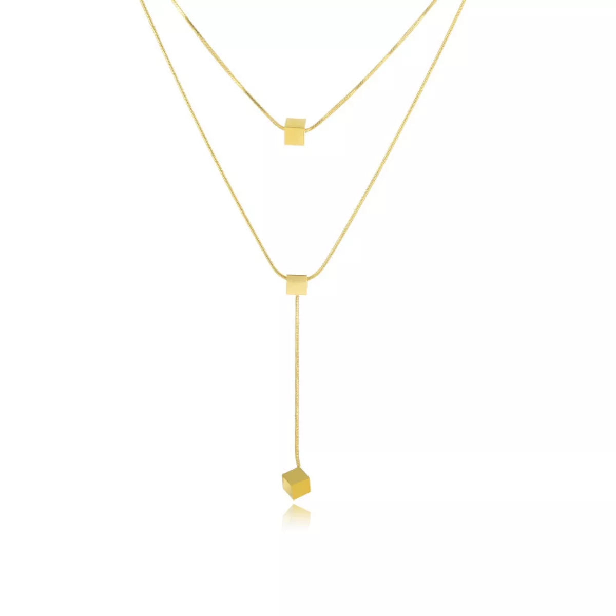 18K Gold-Plated Double Layered Geometric Necklace
