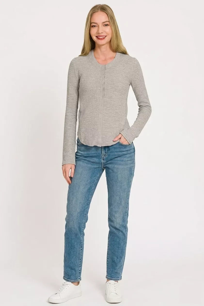 Zenana Double Knit Snap Button Shirts
