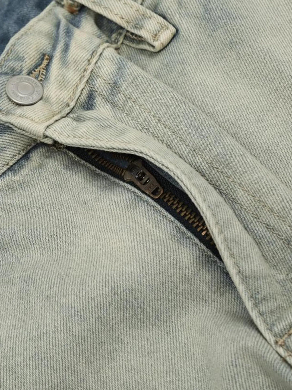 Men's Washed Multi-Pocket Straight Cargo Jeans