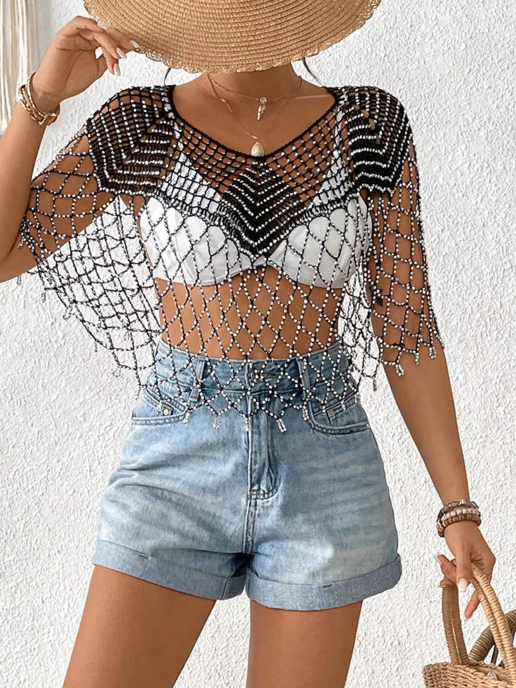 Beaded Crochet Cover Up