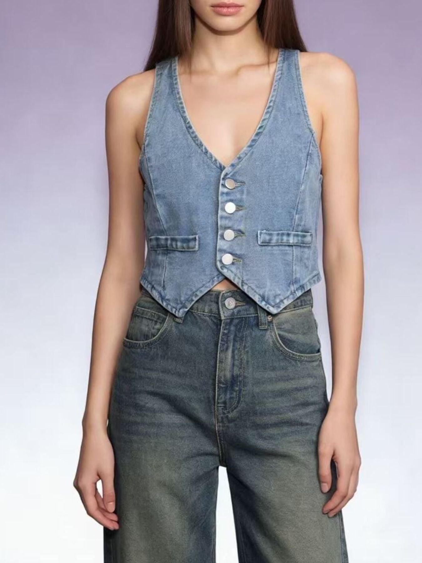 Button-Down Denim Vest
