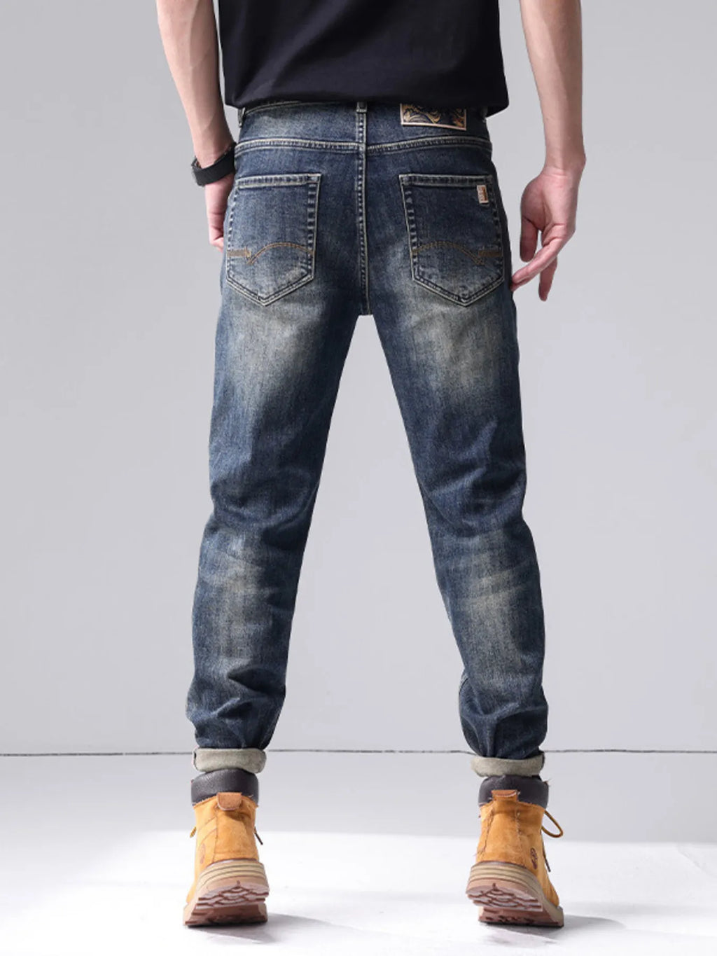 Men's Washed Straight Leg Jeans