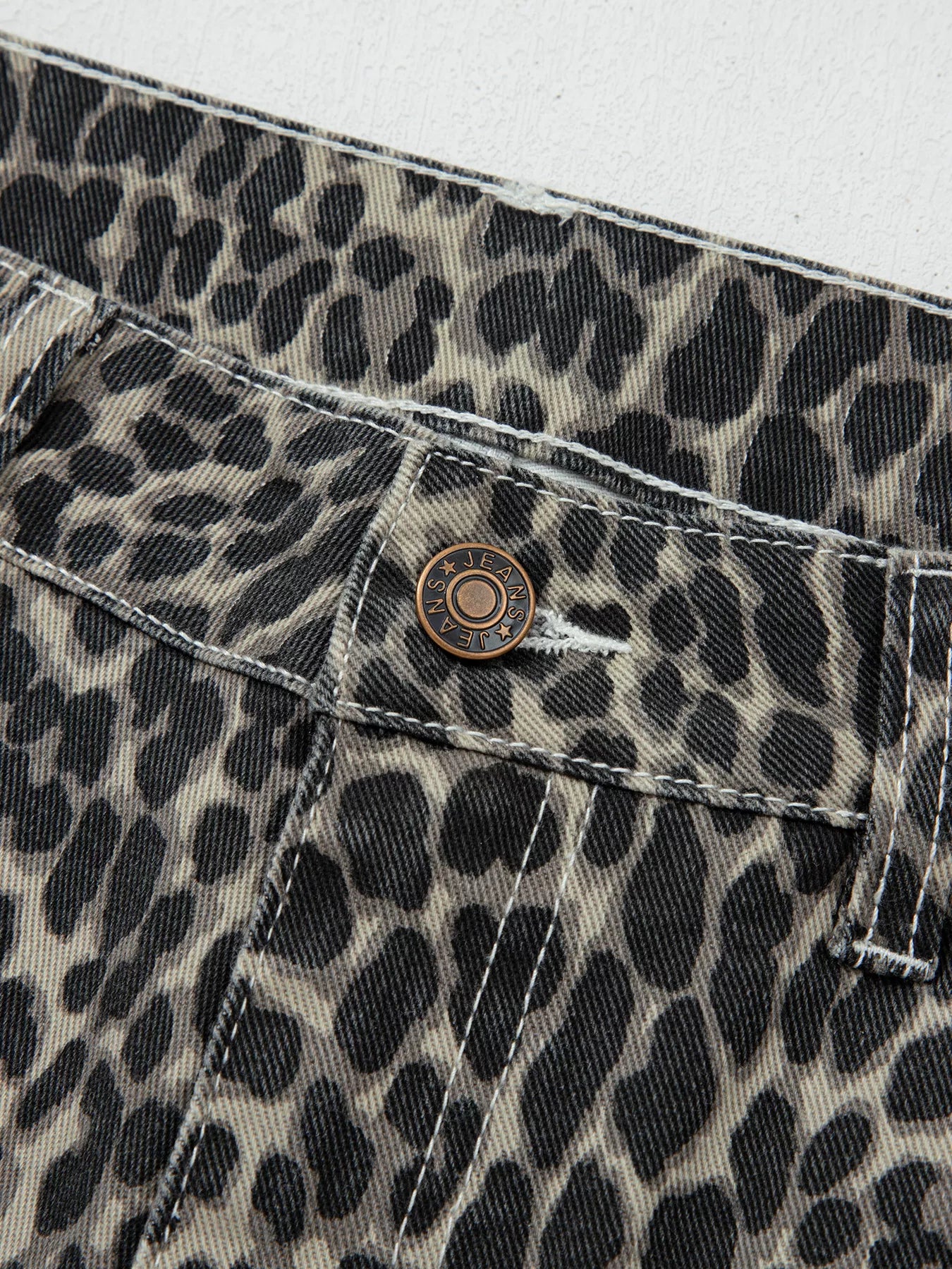Leopard Print High Waist Barrel Jeans
