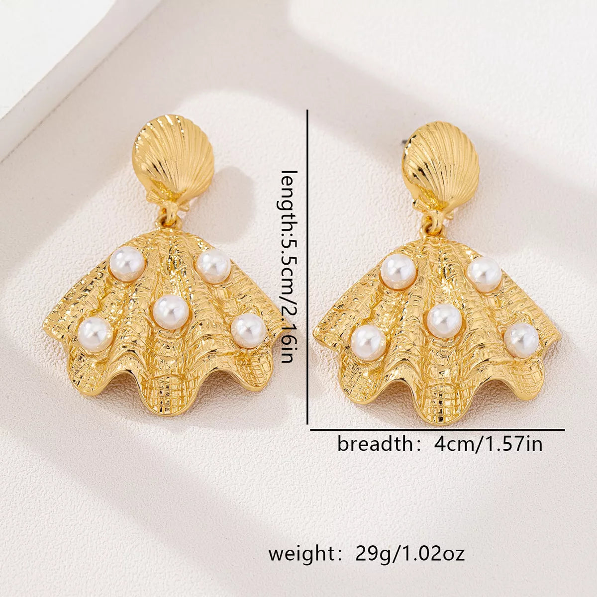 18K Gold-Plated Shell Pearl Drop Earrings