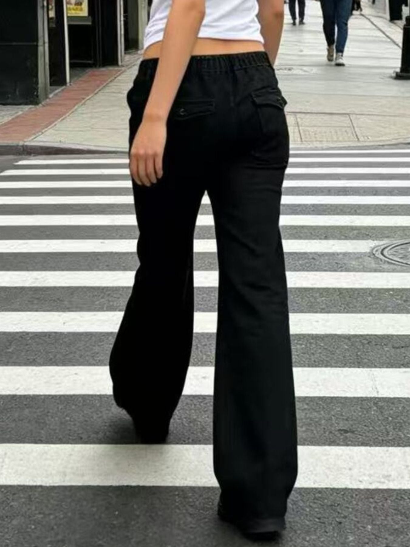 Wide Leg Contrast Stitching Jeans