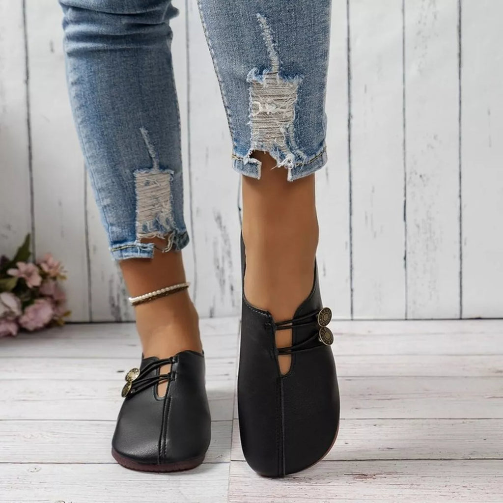 Casual Button Detail Slip-Ons