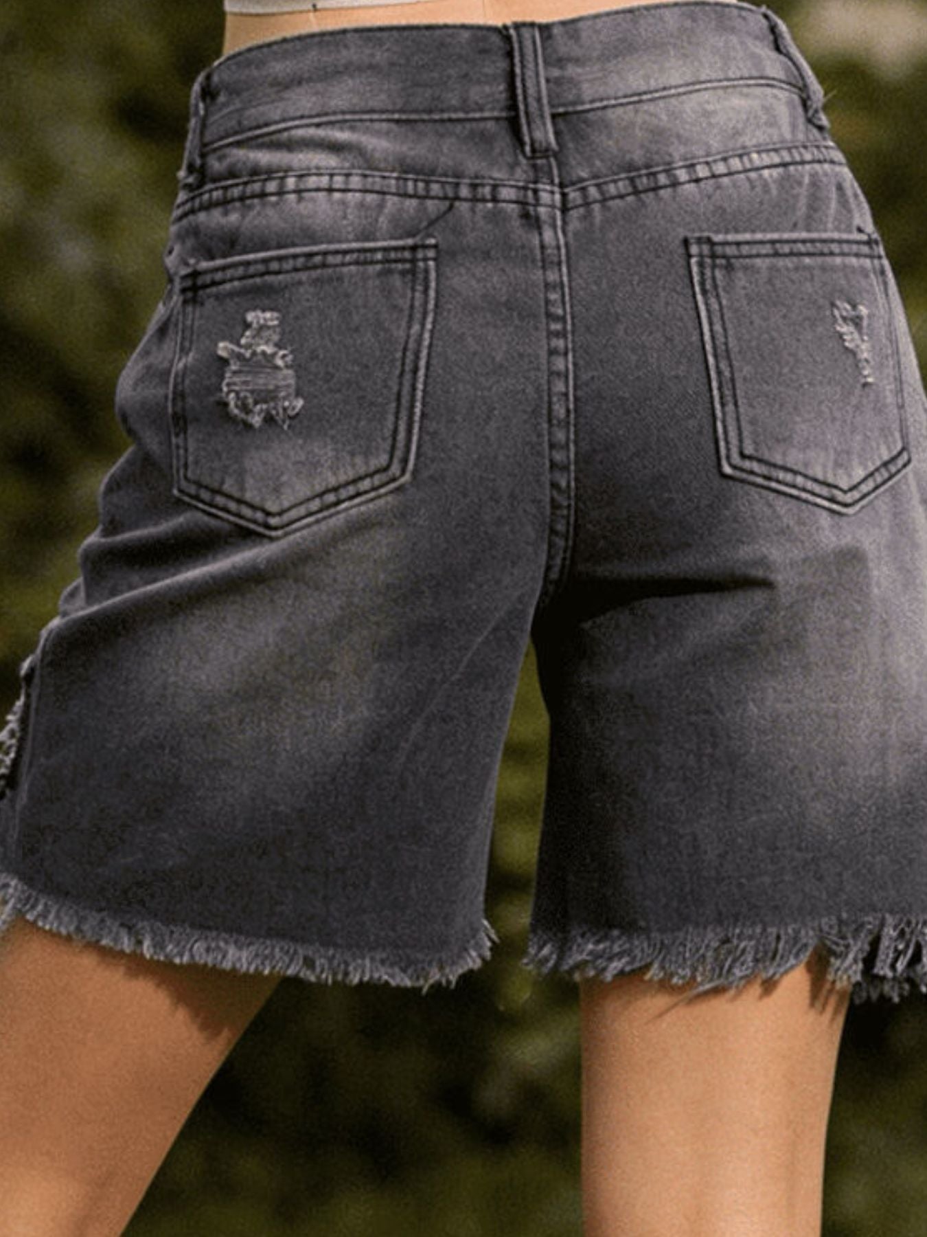 Full Size Ripped Frayed Hem Denim Shorts Plus Size