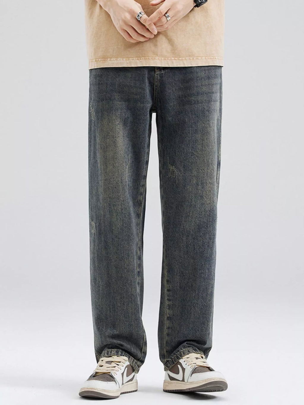 Men's Full Size Washed Relaxed Fit Jeans Plus Size