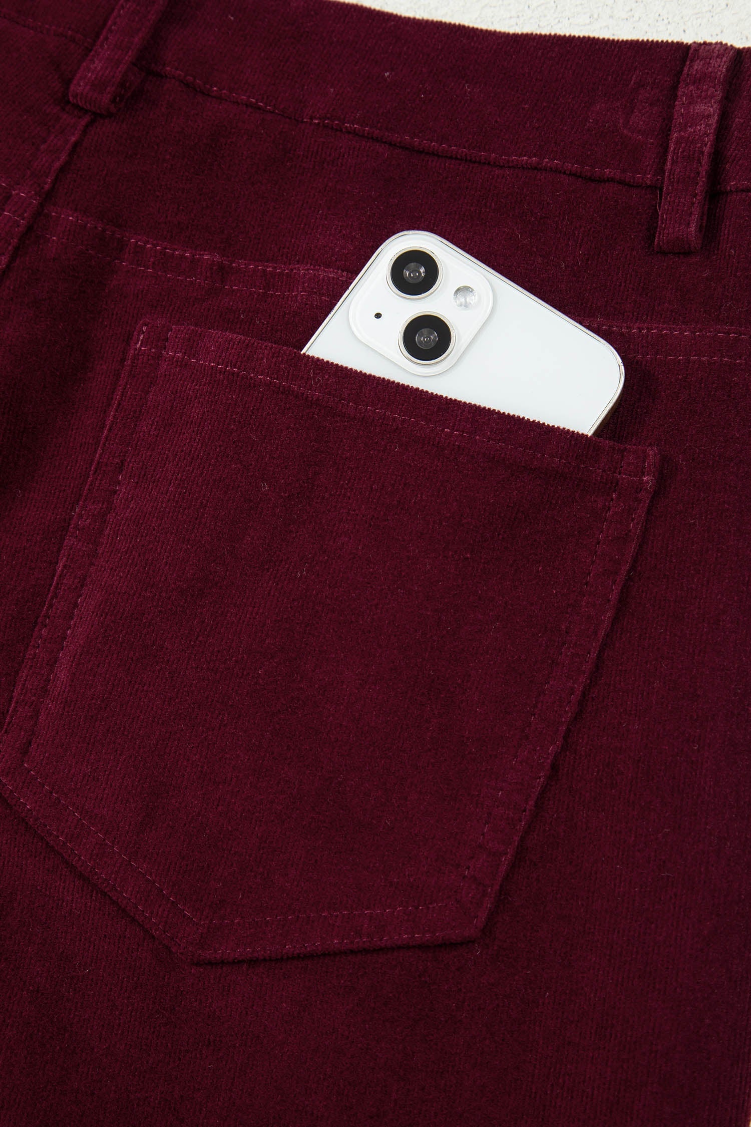 Solid Corduroy High Waist Wide Leg Pants