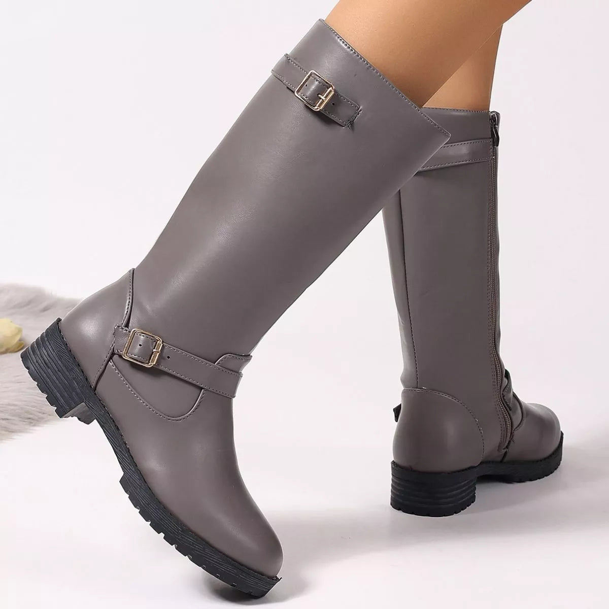 Round Toe Block Heels Boots
