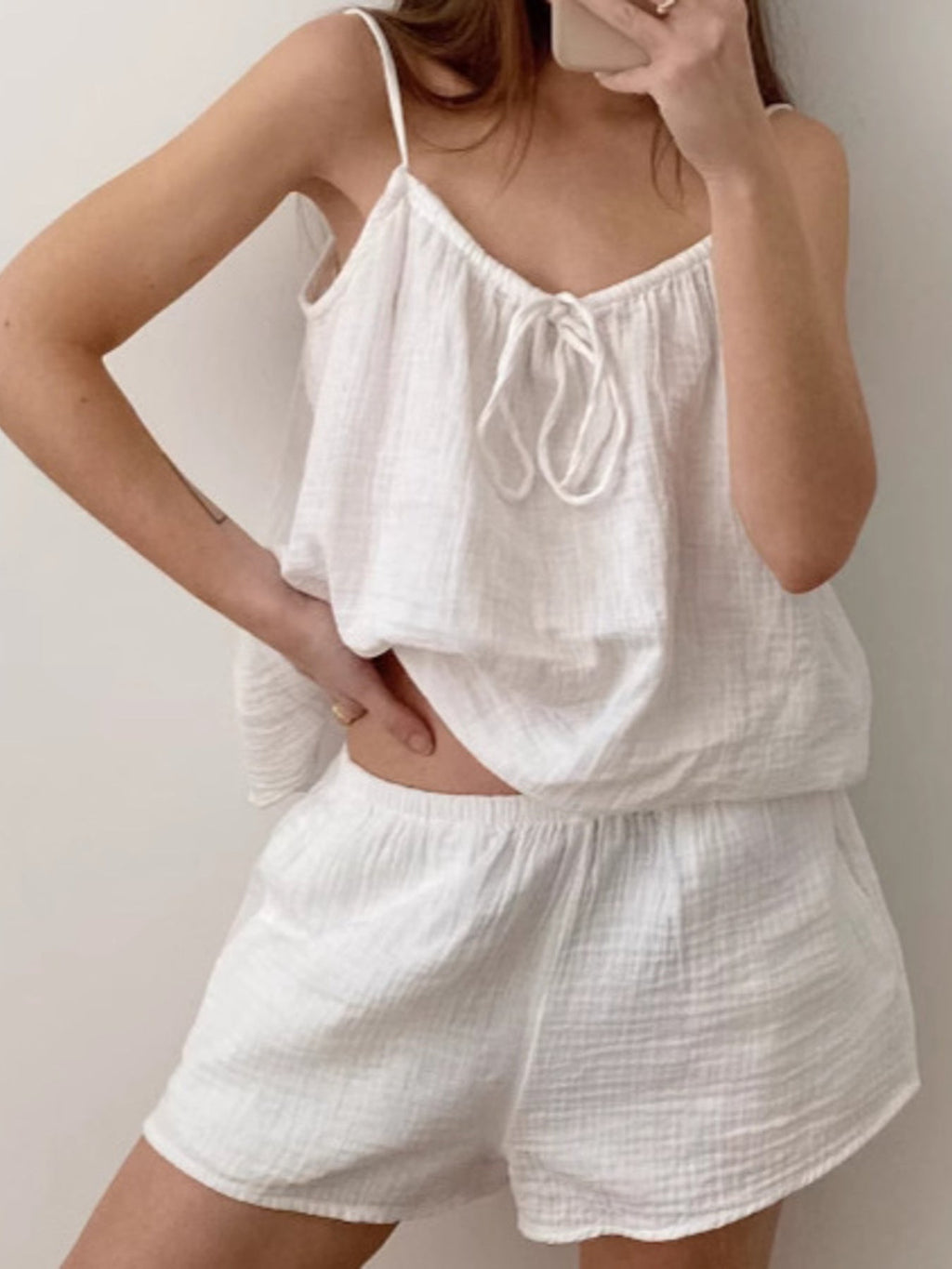 Tie Front Relaxed Fit Cami and Shorts Set