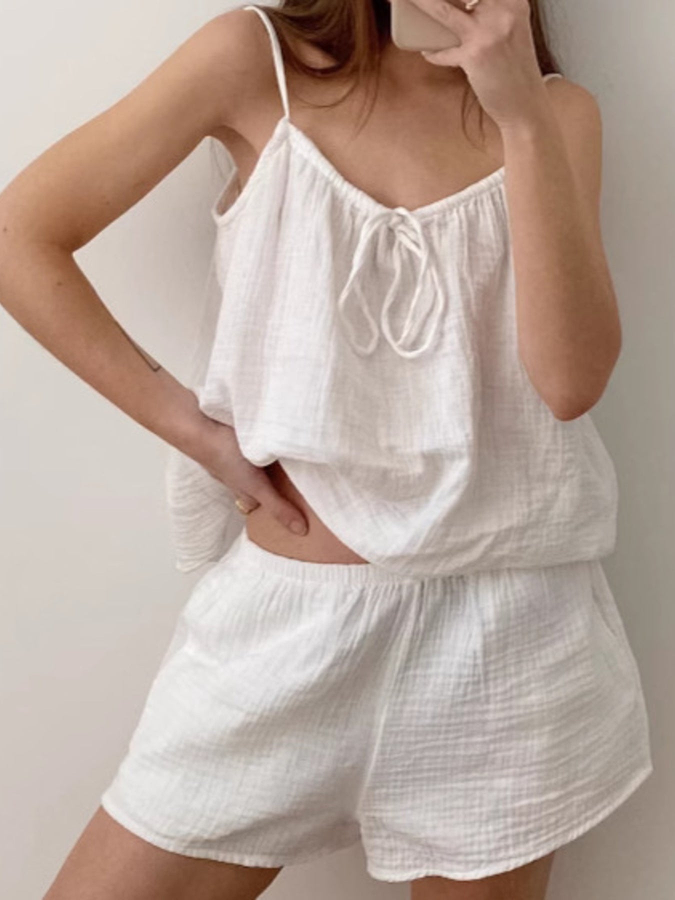Tie Front Relaxed Fit Cami and Shorts Set